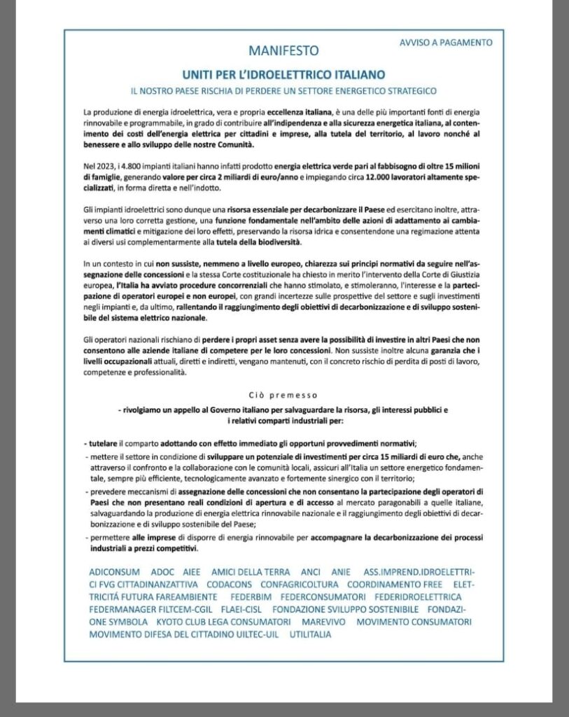 idroelettrico manifesto