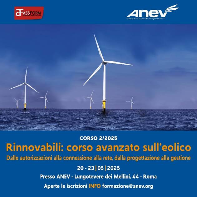 Aperte le iscrizioni per il corso di formazione dell’Anev sull’eolico avanzato